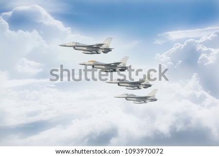 Thai Air Force is flying over the clouds.
