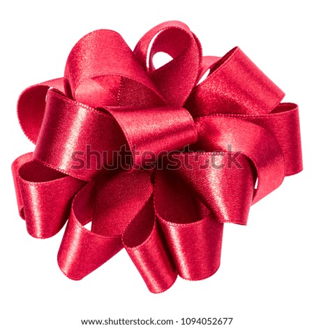 bid round bow in red color isolated on white background close up