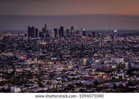View on Los Angeles downtown at night