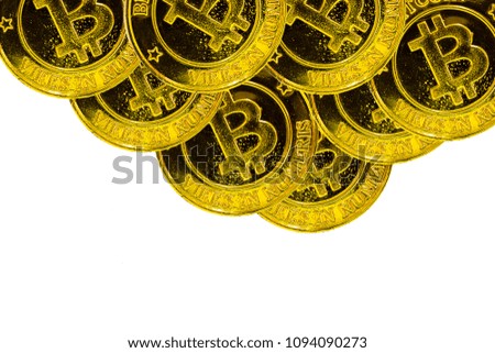 The stack bitcoin on white background