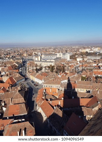 Perfect weather for a city picture from above , Sibiu , Romania