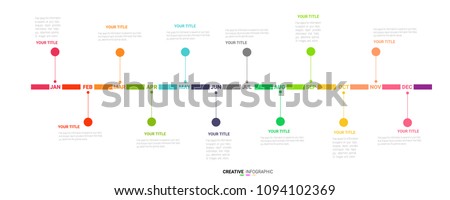 Timeline presentation for 1 year, 12 months, Timeline infographics design vector and Presentation business can be used for Business concept with 12 options, steps or processes. Royalty-Free Stock Photo #1094102369