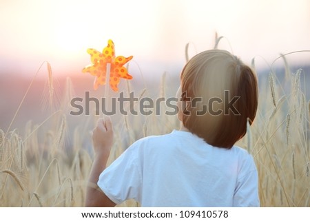 Kid at wheat field