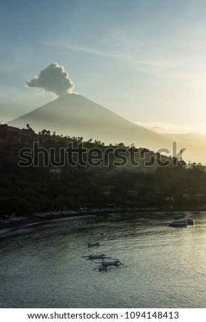 Eruption of Mt. Agung seen form "Sunset Point" in Jemeluk, Amed, Bali, Indonesia. (Picture taken: 19.05.2018)