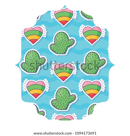 cactus and hearts pattern