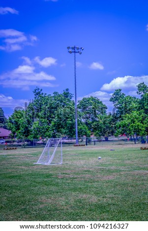 A ball awaits a penalty kick into an empty goal.