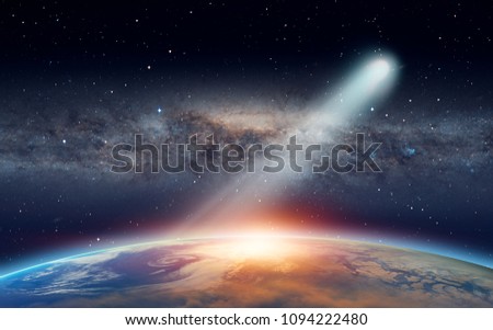 Comet on the space against milky way "Elements of this image furnished by NASA "