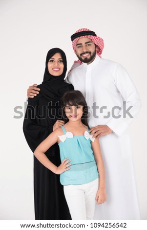 Arab Family standing on white background