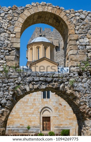 Picture of the ancient Christian monastery Manasija, central Serbia