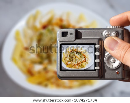 food photography concept photo. man taking food photography