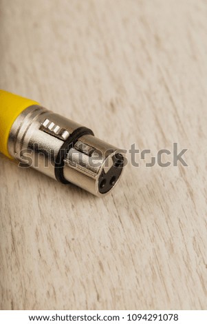 Female XLR connector for microphone connection .