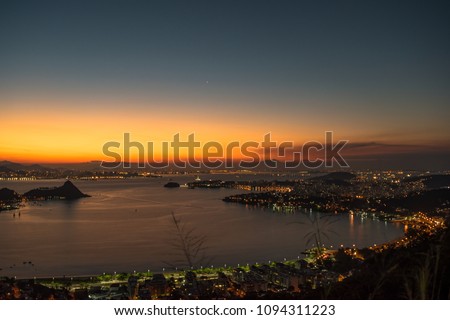 Photo of a beautiful and colorful sunset, seen from the top of Parque da Cidade, a local city park in Niteroi - Niteroi, Brazil