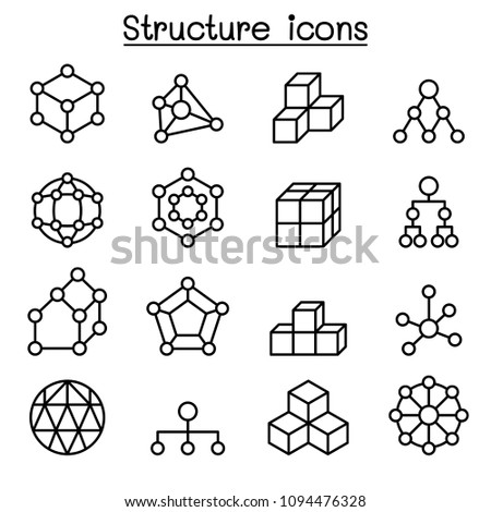 Structure icon set in thin line style