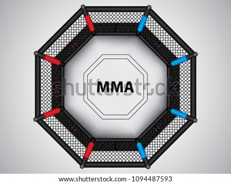 Vector illustration of MMA cage.Mixed martial arts octagon cage, top view Royalty-Free Stock Photo #1094487593
