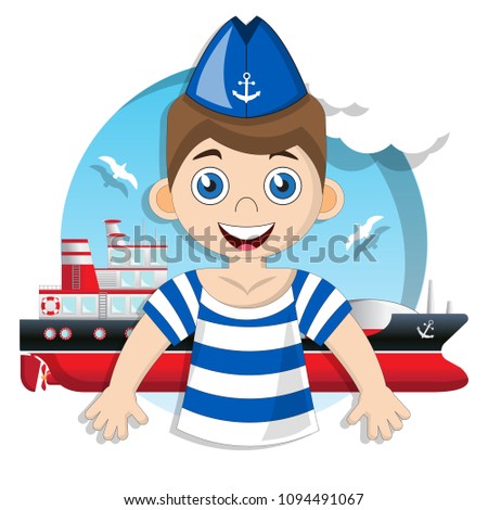 Cute sailor. Isolated on white background. Vector illustration.