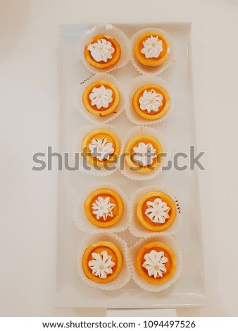 Caramel coockie cups with chantilly cream on top