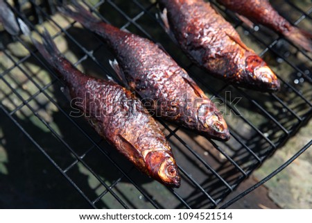 smoked fish cooked in a small smoker