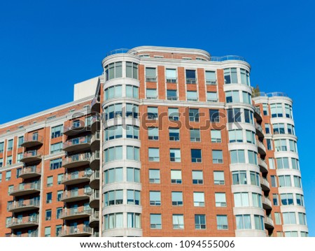 Modern condo buildings with huge windows in Montreal, Canada.