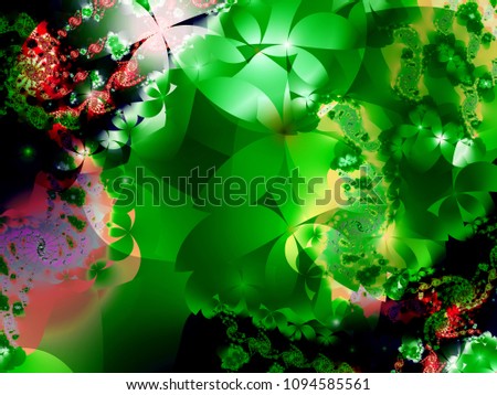 Abstract fractal background Spiral Galaxies in Flowers computer-generated image. Beautiful abstract background for wallpaper. Fractal digital artwork for creative graphic design.