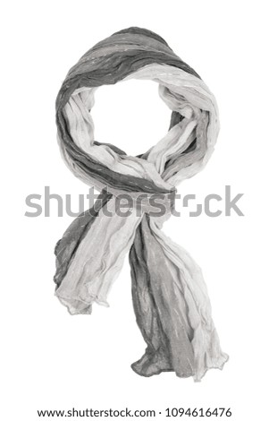 Grey silk scarf isolated on white background. Female accessory.
