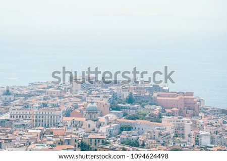 Italy, Napoli old town, Vesuvius, panorama