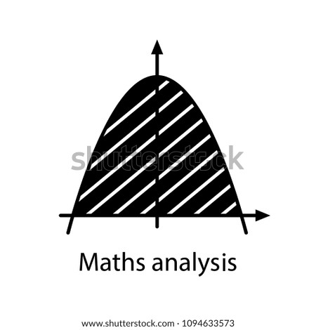Coordinate system glyph icon. Maths analysis. Parabola area. Algebra. Axis system. Silhouette symbol. Negative space. Vector isolated illustration