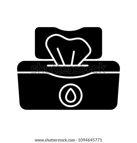 Wet wipes pack glyph icon. Tissues. Antibacterial napkins. Silhouette symbol. Negative space. Vector isolated illustration
