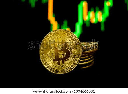 Crypto Currency  bitcoin coin With TAX message ,Concept Determining the tax law of digital money.