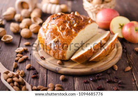 Czech cake chrismas celebration, delish cake with nuts and walnuts, food photography, food stock, food advertisment