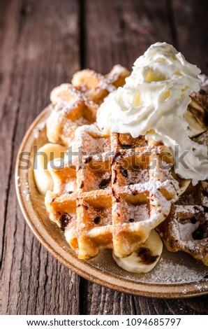 Sugar waffles product photo, food photography, food stock, place for advertisment
