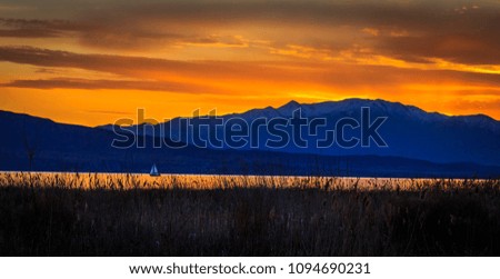 Orange Sunset at Lake Utah