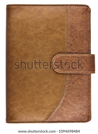 Brown leather notebook isolated on white background