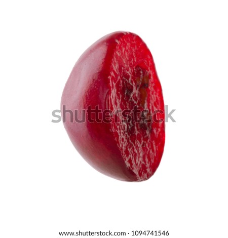 slice of cowberry isoalted on white background