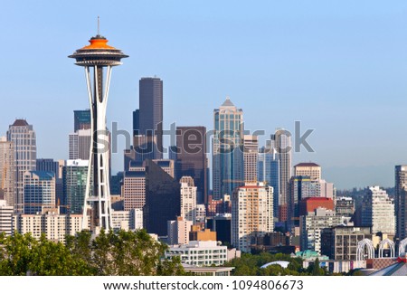 Seattle skyline buildings architecture WA state.