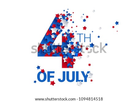 Fourth of July background - American Independence Day vector illustration - 4th of July typographic design USA Royalty-Free Stock Photo #1094814518