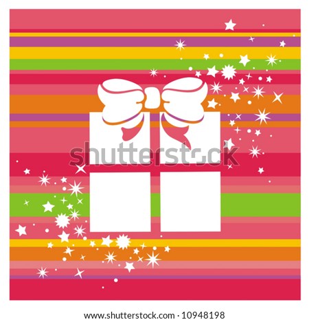 vector color background with gift box and stars
