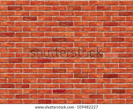 Red brick wall seamless Vector illustration background - texture pattern for continuous replicate. Royalty-Free Stock Photo #109482227