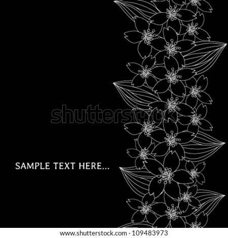Hand drawn seamless pattern with flowers and leaves. Vector illustration.