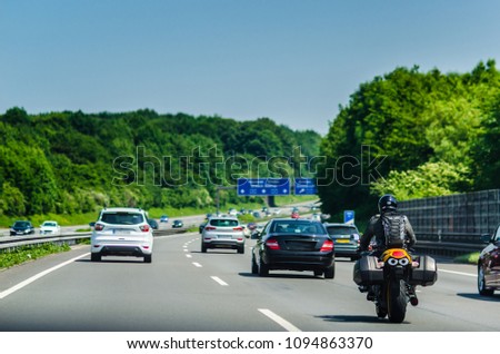 Motorbike at the german autobahn in sunny day