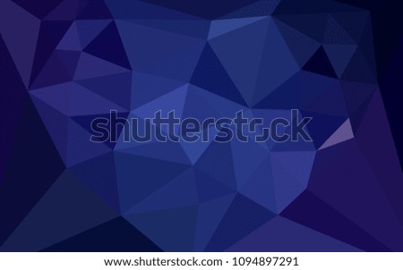 Dark BLUE vector abstract polygonal template with a heart in a centre. Polygonal illustration, which consists of triangles. New template for your brand book.