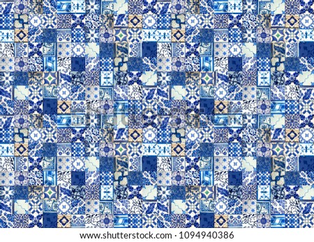 Photograph of traditional blue tiled wall taken in Lisbon and Porto in Portugal