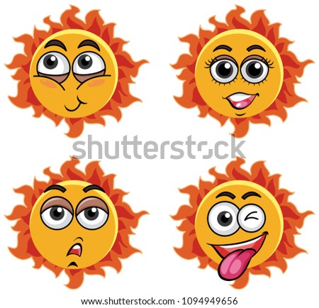 A Set of Sun Expression Face illustration