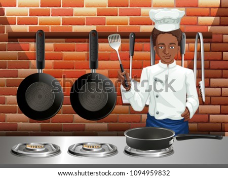 A Professional Chef Cooking Food illustration