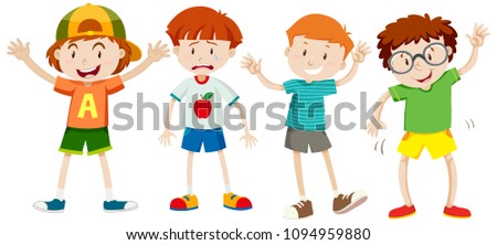 A Set of  Young Boy illustration