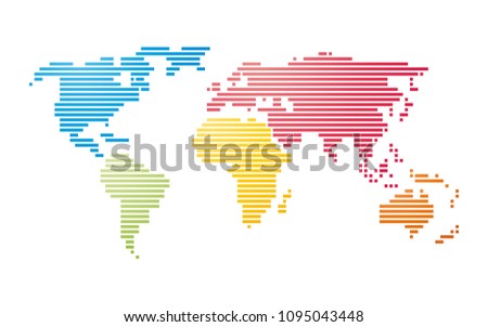 color vector striped map of the world 