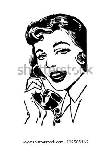 Telephone Gal - Retro Clipart Illustration