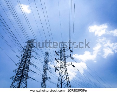 high voltage pole Has a sky background