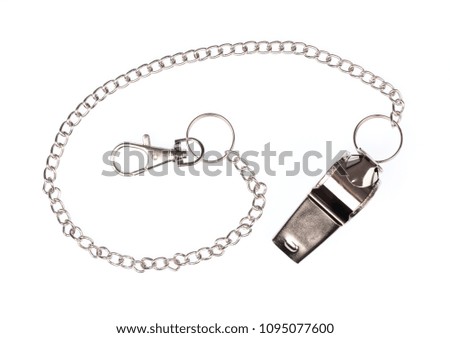 metal whistle isolated on white background