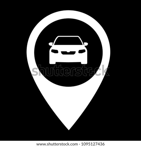 Car icon with map pointer . Vector illustration