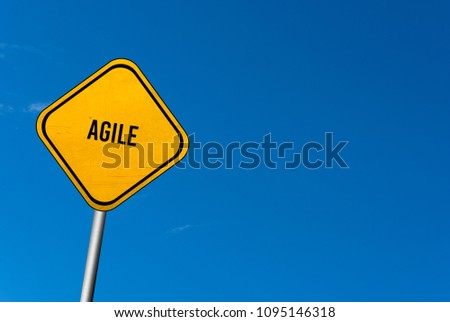 agile - yellow sign with blue sky